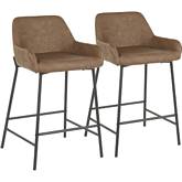 Daniella 24" Counter Stool in Espresso Leatherette & Black Metal (Set of 2)